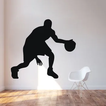 

Play Basketball Inspirational Wall Stickers Man Playing Basketball Dream Effort Wall Decal for Home Decoration 8500