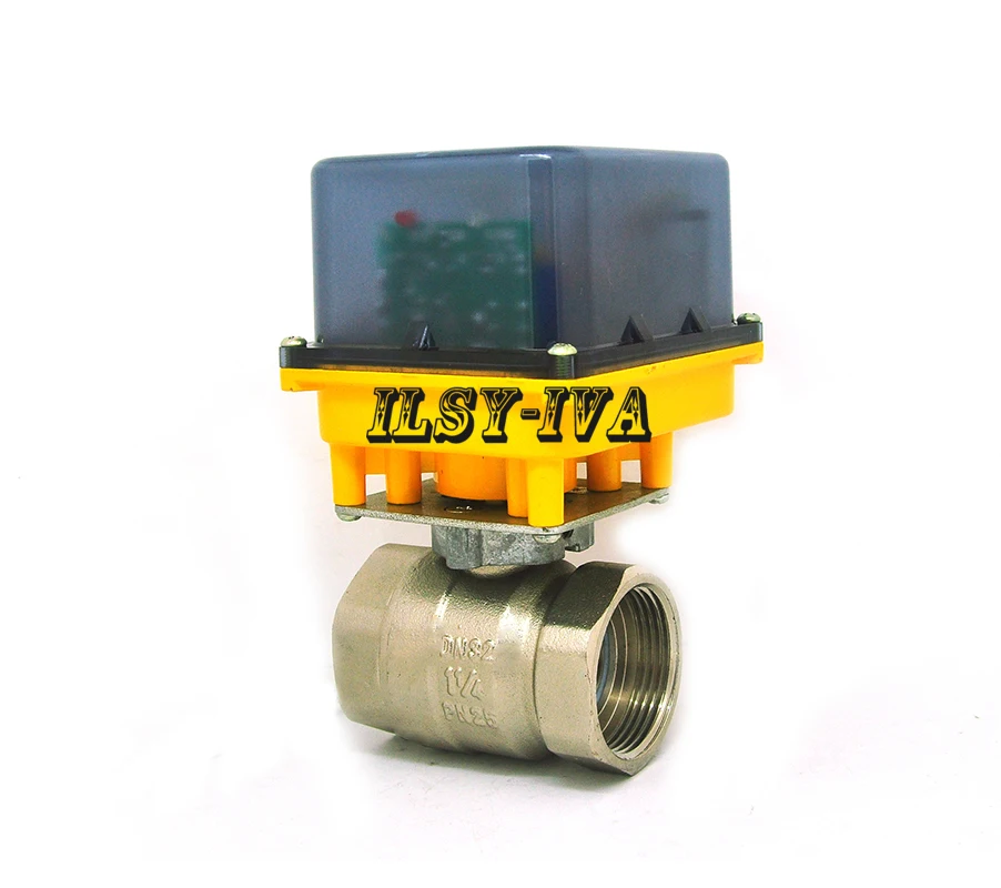 DN32 AC12V/24В/220В латунный 2-ходовой Электрический шаровой клапан с 3 или 4 проводами