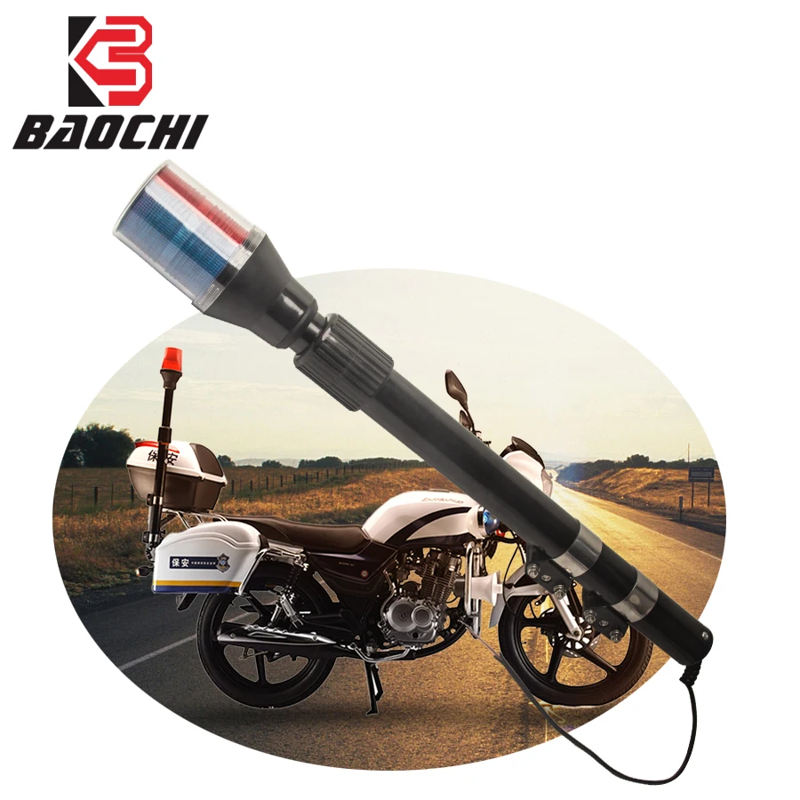 

Motorcycle Rear Pole Lamp Police Siren Flash Light Warning Scooter Red with Blue Patrol Strobe LED Lamp for Vintage Cafe Racer