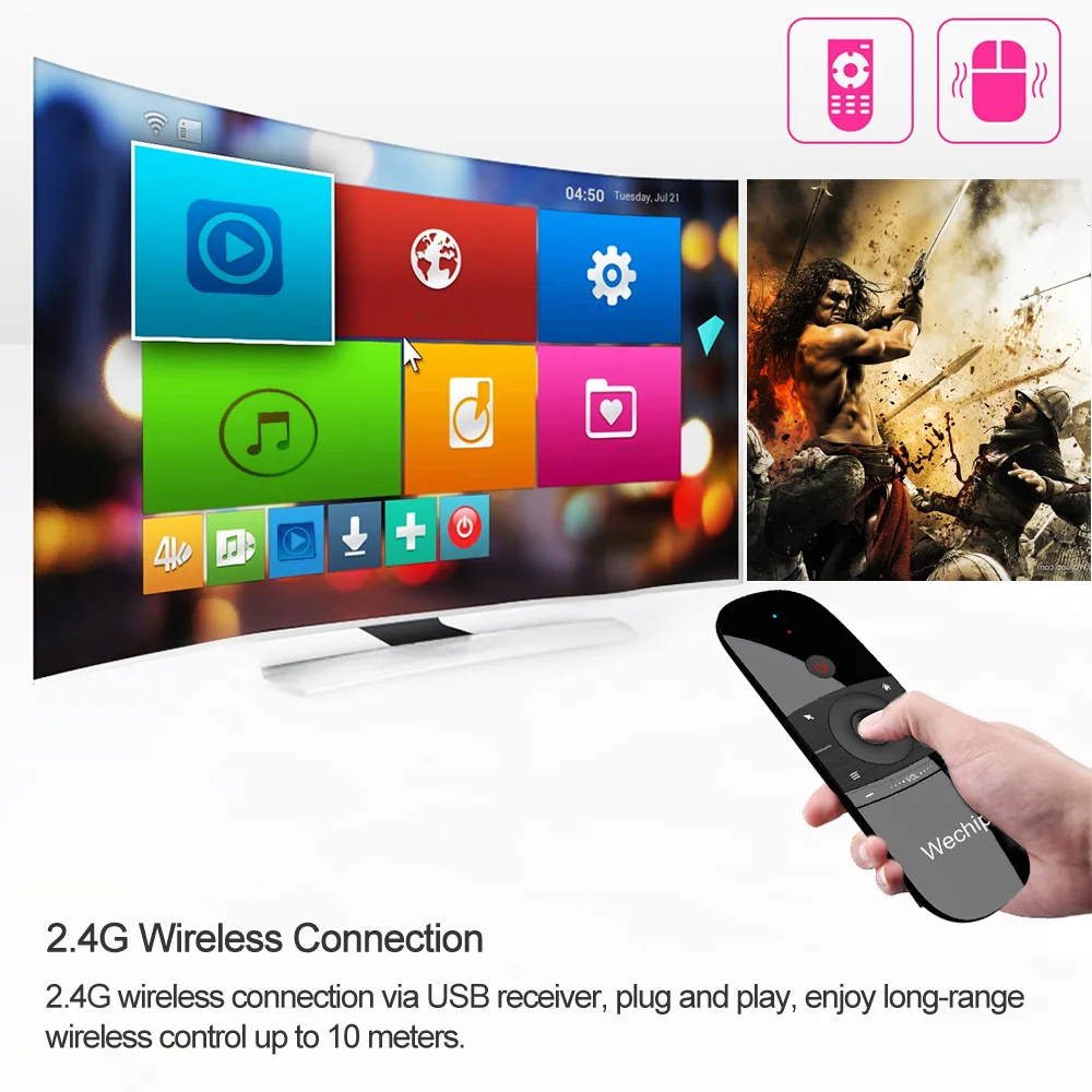 Wechip W1 2.4G Air Mouse 6-Axis Motion Wireless Keyboard Remote Control Infrared Remote Learning for Android TV BOX