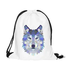 Polygon wolf 3D Printing Fashion Women Party Bolsa Feminina Drawstring Bag Travel Backpack Mochila Man’s Bags