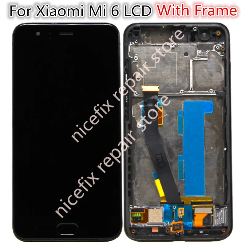 Black Color : Gold Lingland Cell Phone kit No Fingerprint Identification for Xiaomi Mi 6 LCD Screen and Digitizer Good Assembly Screen Overall Assembly 
