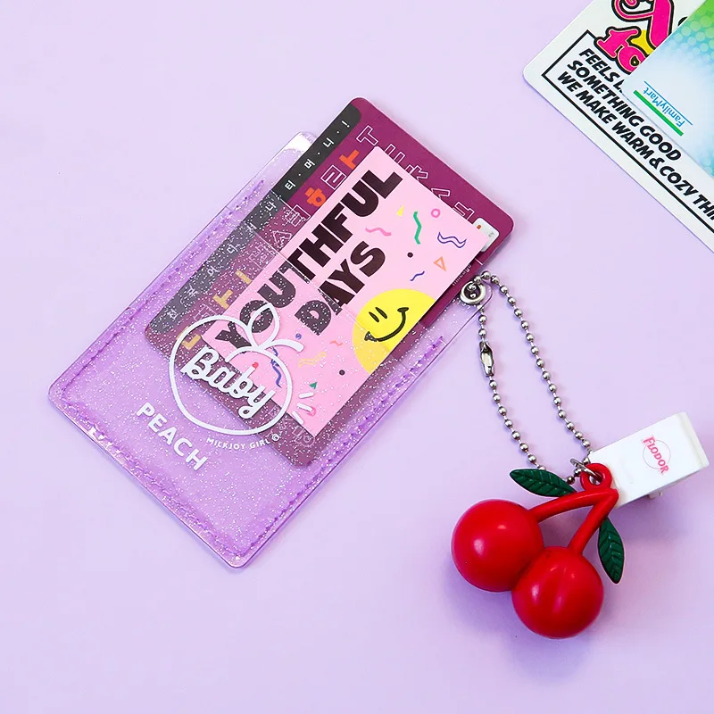 

Starry Sky Shining Clear Card Holder Girl Solid Cute ID Card Case Keychain Bright Pvc Credit Card Protection Cover Fashion