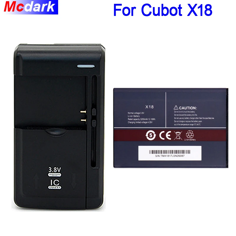 

1LOT=1PC Battery+Universal Charger 3200mAh Long Time Standy Battery For Cubot X18 Batterie Accumulator AKKU ACCU PIL Phone