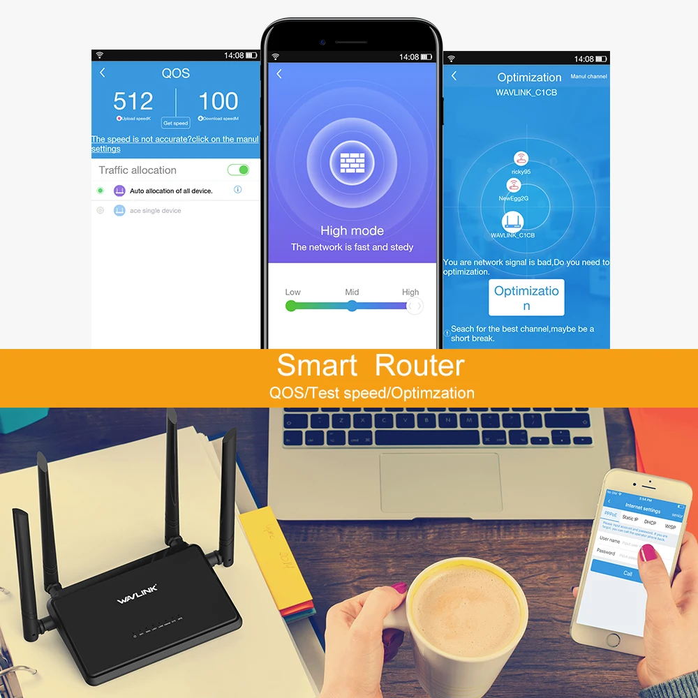 Wavlink 2 4G 300 Мбит/с беспроводной Смарт Wifi маршрутизатор повторитель точка доступа с