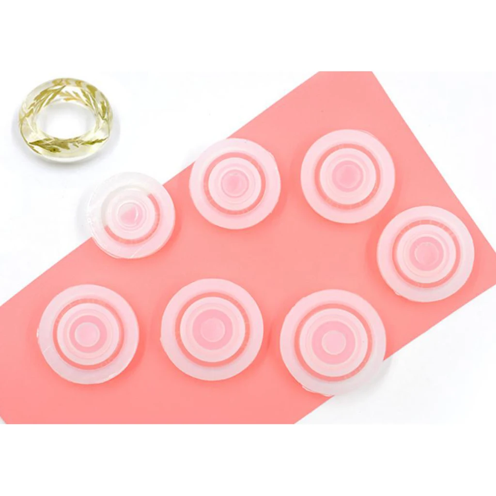 Reusable 7 Pieces Assorted Size Silicone Diy Cambered Flat Ring Mold Resin Jewelry Making Mould Tools Easy To Use And Clean 