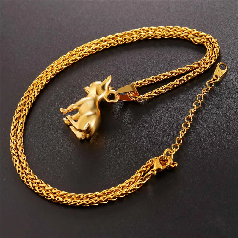 Starlord Chihuahuas Dog Necklace Pendant Collier Stainless Steel/Gold Color Chain Women/Men Collar Animal Pet Jewelry GP2464