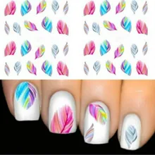 1 Pcs Desain Warna-warni Air Transfer Stiker Seni Menghias Kuku Tips Feather Decals Dekorasi Nail Art Membungkus Kuku Alat 12 Gaya(China)
