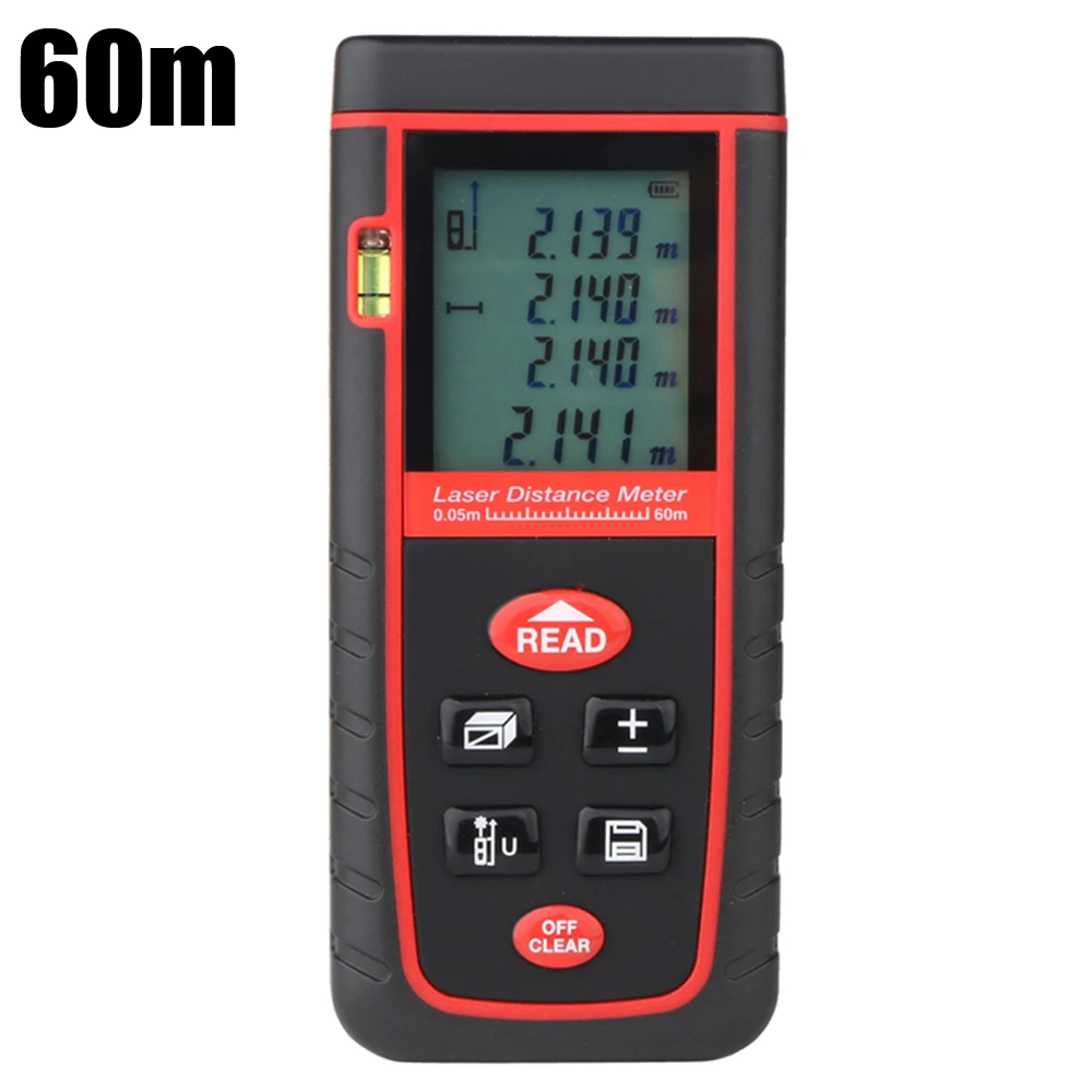 

NEW RZ - S60 60m Handheld Range Finder Laser Distance Meter Tester 60m Portable Rangefinder Bubble level Tape measure Tools