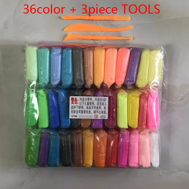 

36pcs Slime DIY safe Fimo Polymer Clay With 3 Tools Colorful Plasticine Super Light DIY Soft Creative Handgum Educational Clay