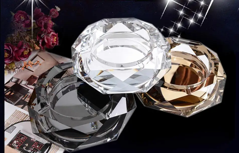 15cm Creative crystal glass Ashtrays Octagonal ashtray