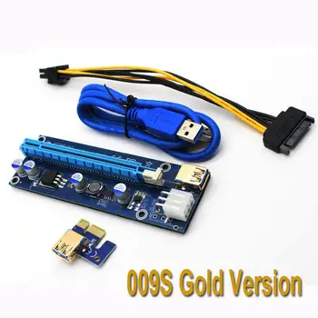 

VER009S LED PCI-E Riser 1Xto16X USB3.0 Graphics Mining Extension Cable PCI-E 1X Riser Board 15pin Power Connector R20