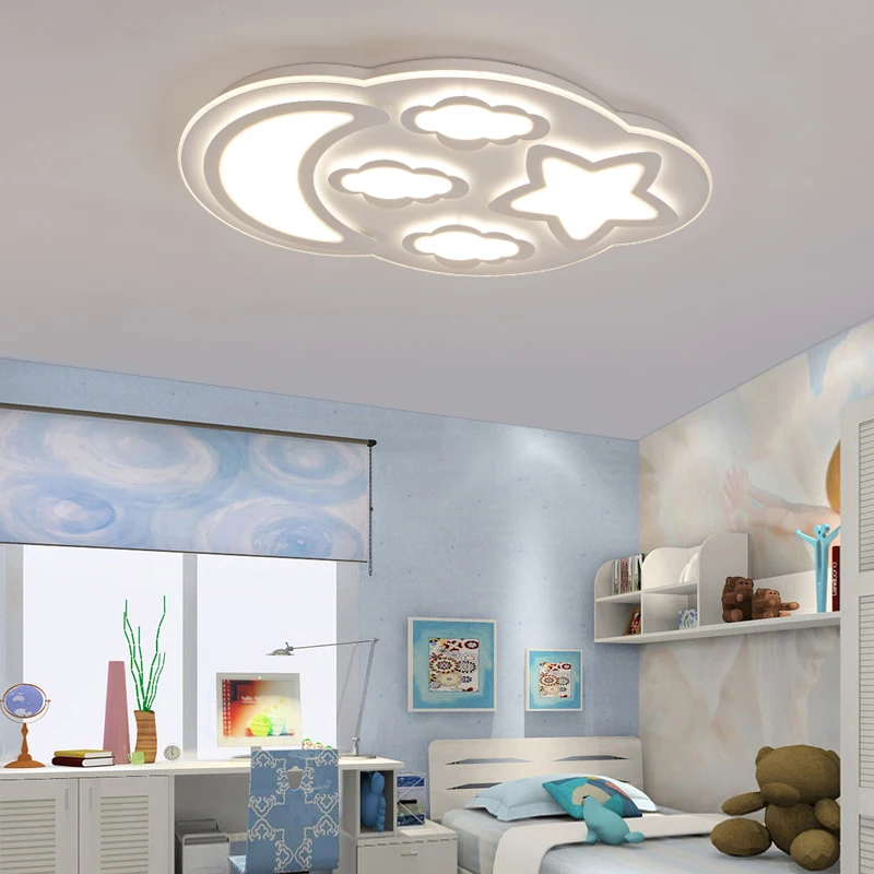 

Children's ceiling light clouds simple modern boy girl led bedroom warm stars moon room light