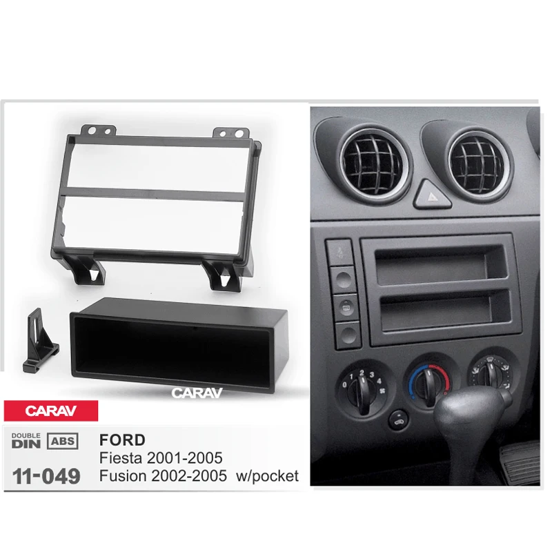 CARAV 11-049-Marco de placa de panel para coche, Kit de instalación de embellecedor de CD de salpicadero, 2DIN, fascia, para FORD Fiesta 2001-2005Fusion ESTÉREO - Automóviles y motocicletas