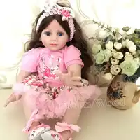 New Arrival 60cm Lovely Little Girl Soft Silicone Reborn Fridolin Doll Rooted Hair Lifelike Reborn Girl Baby New Year Gifts