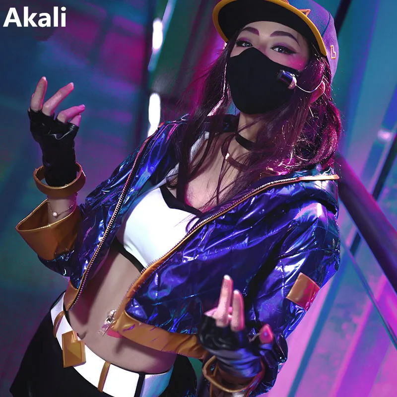 Аниме! Горячая Игра LOL KDA Akali сексуальное боди униформа косплей костюм для
