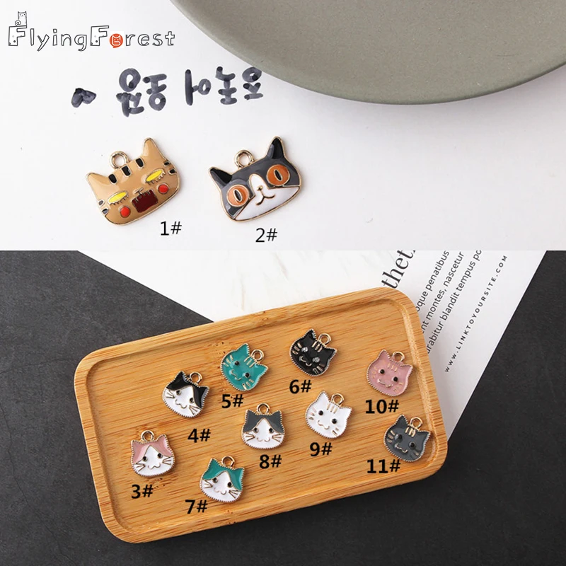 

Flyingforest 5Pcs/lot Cat Earings Jewelry Women Accessories Christmas New Year Gift Jewellery DIY Alloy Drop Oil And Earring
