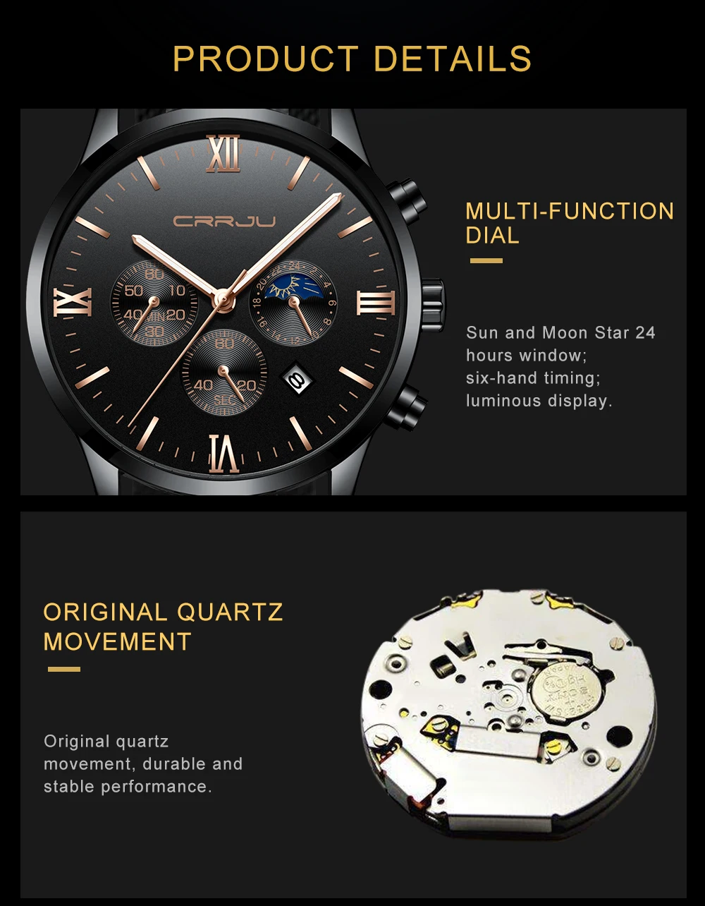 Мужские кварцевые часы с большим лицом CRRJU бизнес секундомер часы с кожаным ремнем светящиеся мужские Ретро спортивные часы Relogio Masculino