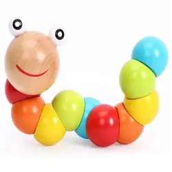 2018 Новое Разнообразие shilly-цветная деревянная гусеница червь детские развивающие игрушки упражнения пальцы Гибкая кукла животных