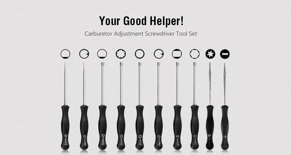 Hexagonal Carburetor Adjustment Screwdriver Tool Set- Black 5pcs