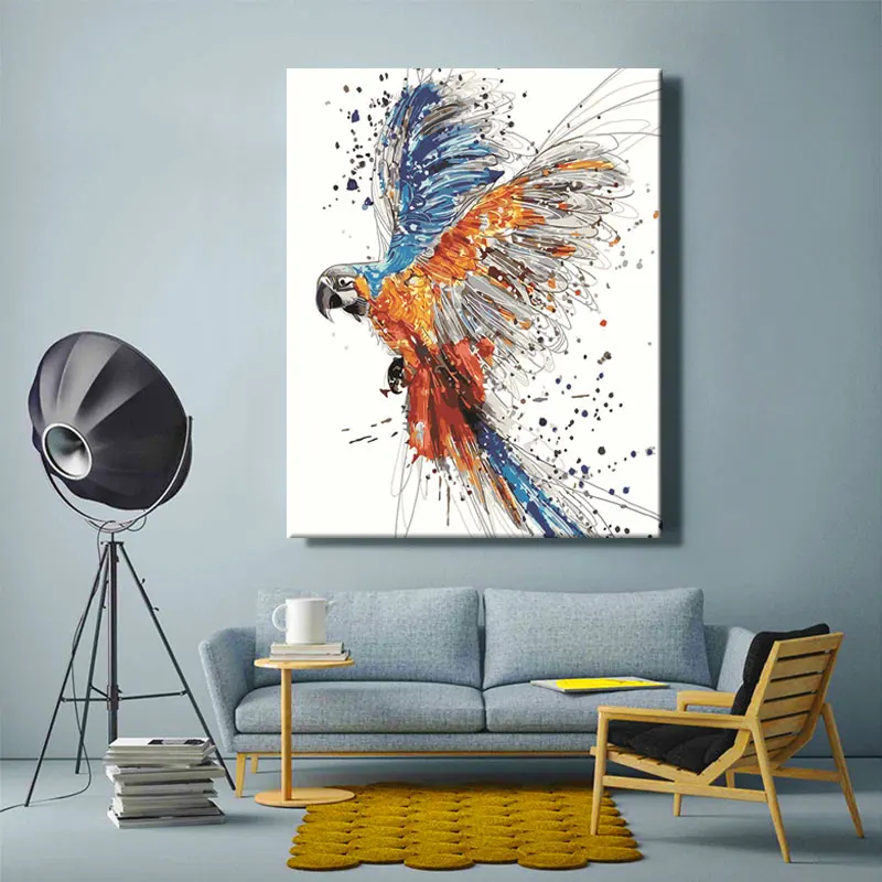 paint by numbes art painting numbers Artwork Parrot Butterfly fish Picture hanging in bedroom Handmade Be riotous with colour | Дом и сад