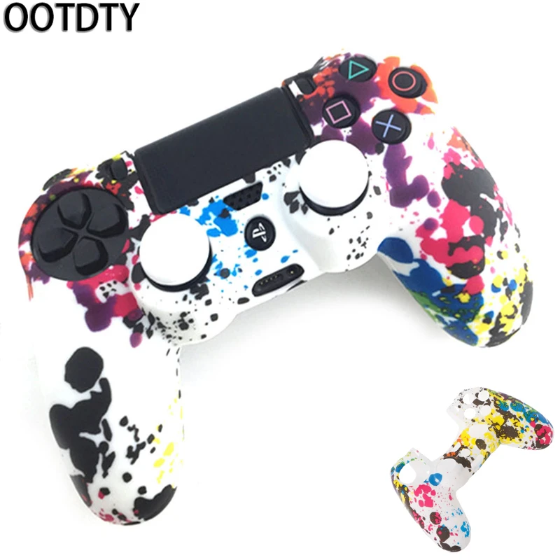 

OOTDTY Anti-Slip Multicolor Silicone Cover + 2 Joystick Caps For Dualshock 4 PS4 Controller