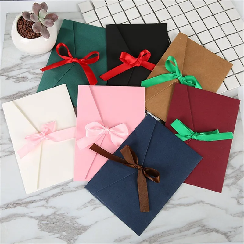 bow Envelope Kraft paper pocket bag Retro Creative Color Bow