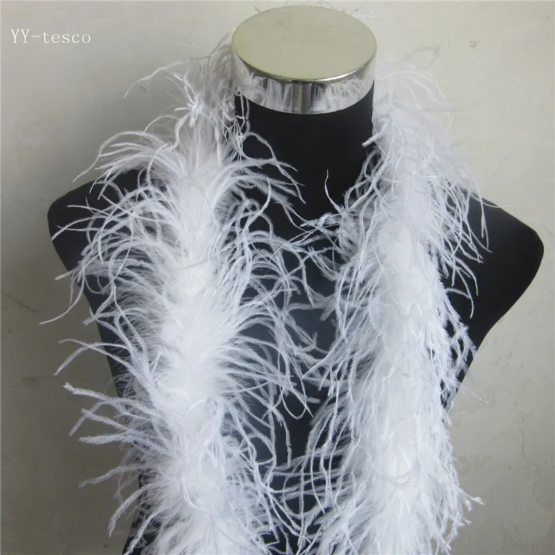 YY-tesco 2 м/лот 2 слоя натуральный сапфир пушистый боа из страусиных перьев костюмы/отделка для вечерние/костюм/шаль/страусиный шлейф - Цвет: white