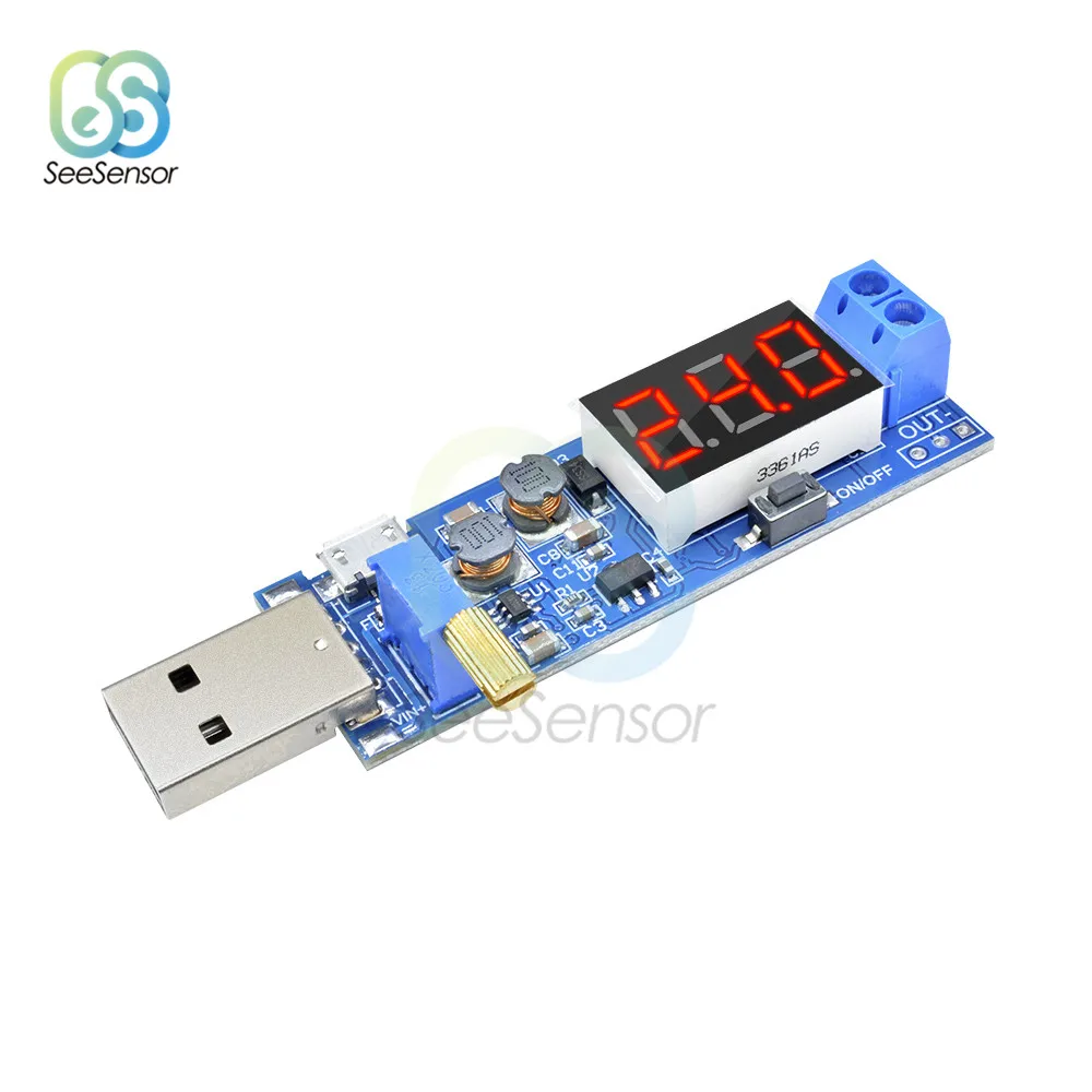 DC-DC 5V to 1.2-24V Micro USB Step UP/Down Power Supply Module Adjustable Boost Buck Converter LED Digital Display