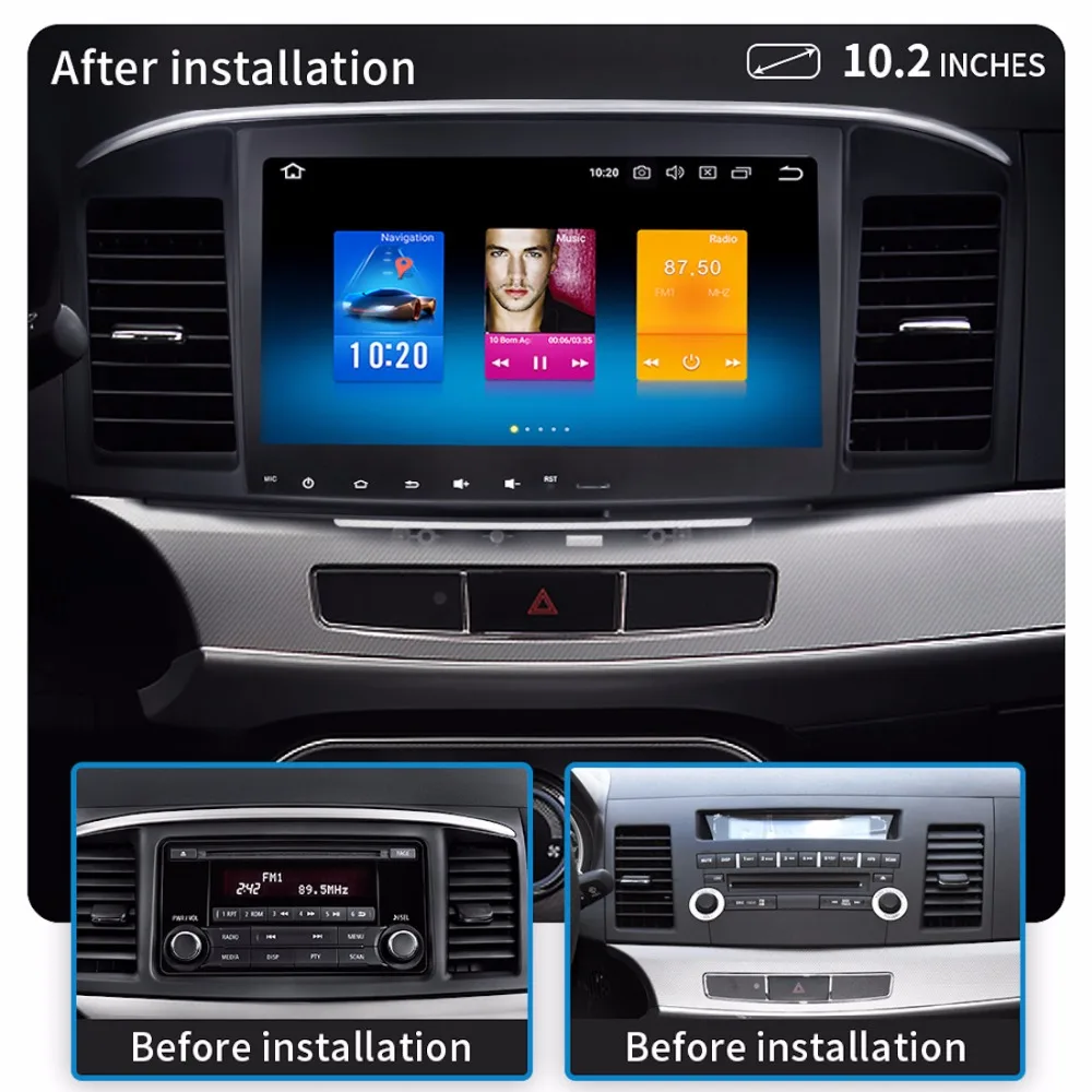 Discount Android 9.0 Car Radio 2 Din For Mitsubishi Lancer /X /10Multimedia Radio 2 Din octa-core 4Gb RAM 32GB ROM Navigation PX5 2