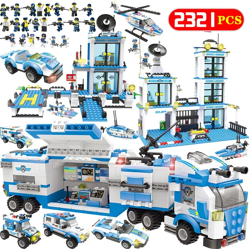 City Mobile Anti-Terrorism Model Building Blocks Compatible LegoINGLYS City Police Station Police Action Figures kit bricks toys