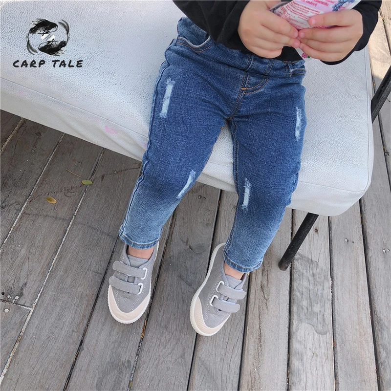

2019 spring new children's clothing boys and girls baby gradient color Slim jeans infant trousers pants newborn pants