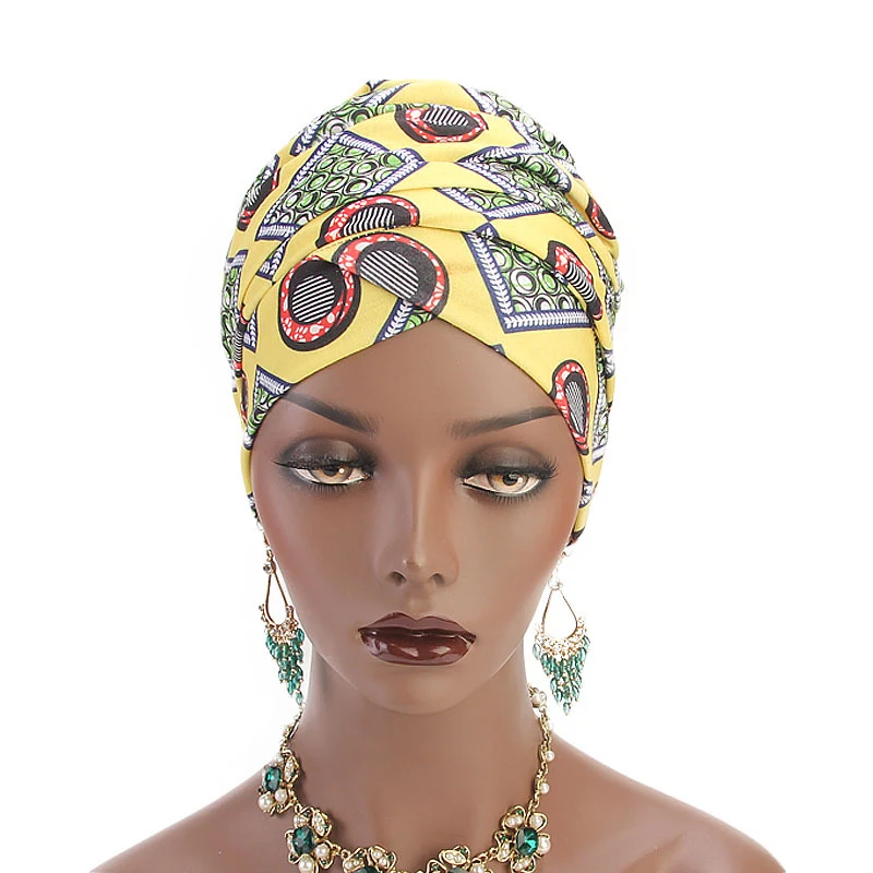 

Helisopus Multi-color Usage National Headscarf Cap Women Muslim Hat African Printing Long Head Wrap Bandanas Hair Accessories