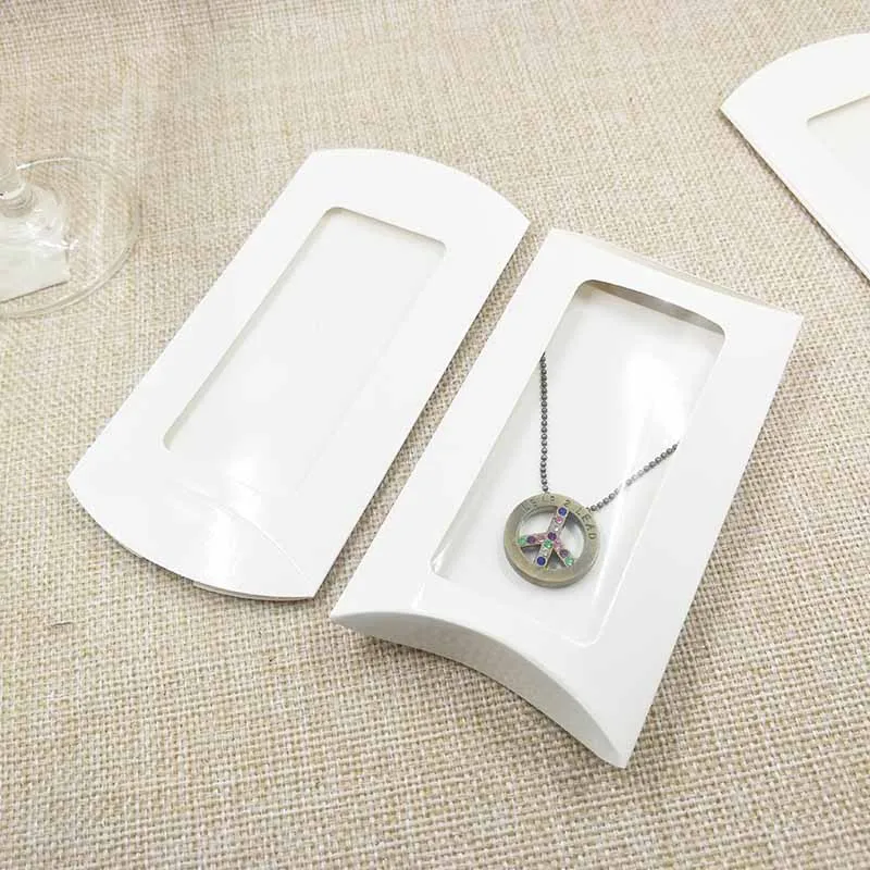 Красивое белое/Подарочный комплект для витрины Коробка упаковки продуктов& дисплей окно коробочка для хранения ожерелья с прозрачное окно ПВХ