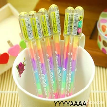 [4Y4A] 100 шт./лот студентов Творческий Рисование гуашью пастельных цветной гель ручки 6-в-1 цвет чернил градация градиент различные