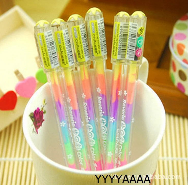 

[4Y4A] 5pcs Students creative gouache painting pastel colored gel pens 6-in-1 ink color gradation gradient variety