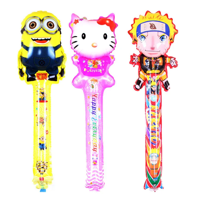 

1pcs/lot Children's toys hello kitty spongebob balloons Minnie foil balloon stick Mickey Mouse Birthday party toys for kids
