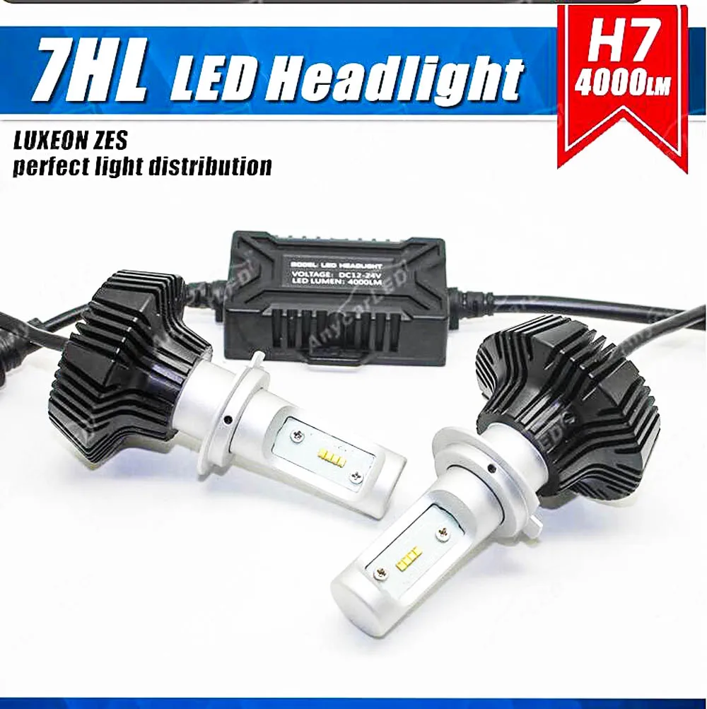 

1 Set H7 50W 8000LM G7 LED Headlight Kit LUMI LUXEON ZES Chips Fanless Pure White 6500K W/ Driver Adjust Driving Fog Lamps Bulbs