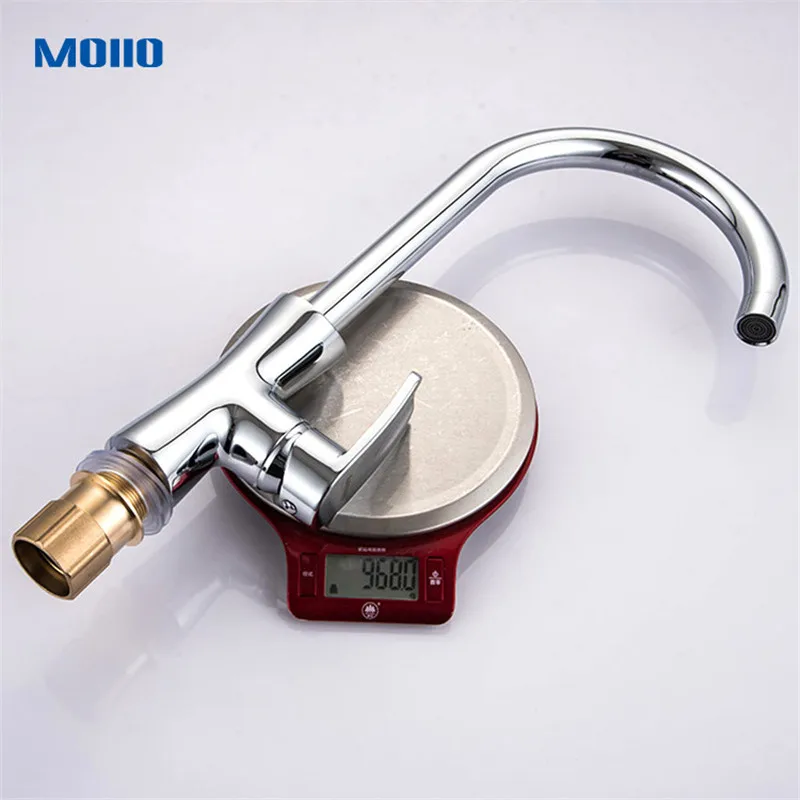 Moiio Kitchen Faucet 360 Degree Rotation Rule Shape Curved Outlet Pipe Tap Basin Plumbing Hardware Brass Sink Fauce