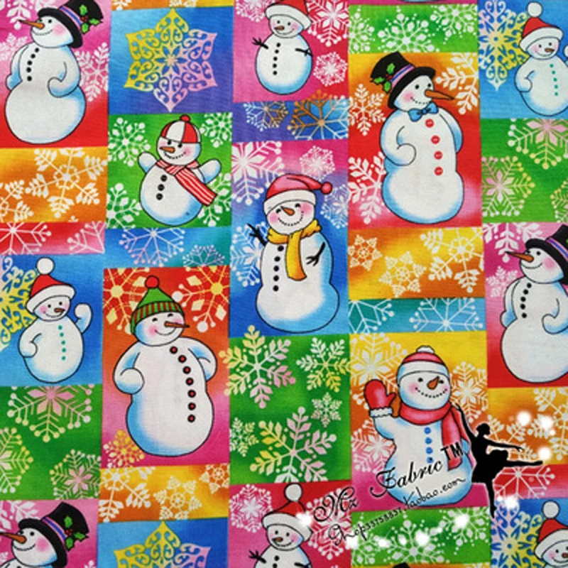 50 см 1 шт. Рождественская ткань Лоскутная Ткань хлопок ткань 140 Рождественский Снеговик печатная Ткань Diy швейная женщина детская одежда