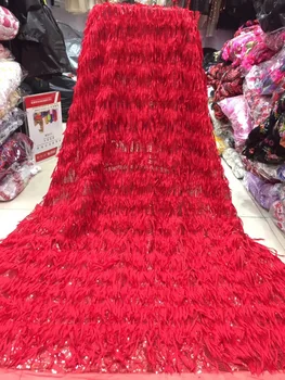 

Red Gold High Class African Lace Fabric French Sequins Net Lace High Quality African Lace Fabric Latest French Sequins Fabrics