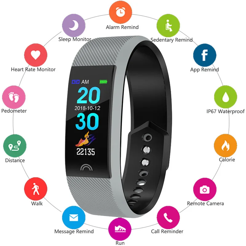 

Color Screen Smart Wristband Men Women Heart Rate Monitor Smart Bracelet Fitness Tracker Band IP67 Waterproof for iOS Android