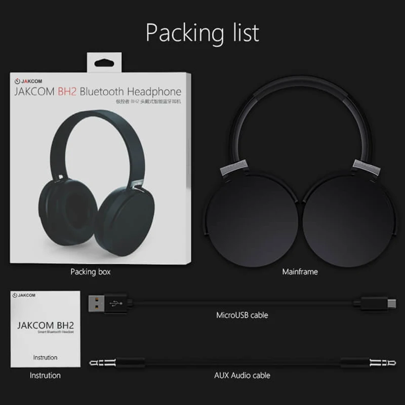 JAKCOM BH2 Bluetooth 4 1 наушники беспроводные гарнитура с микрофоном Поддержка TF карты IP55