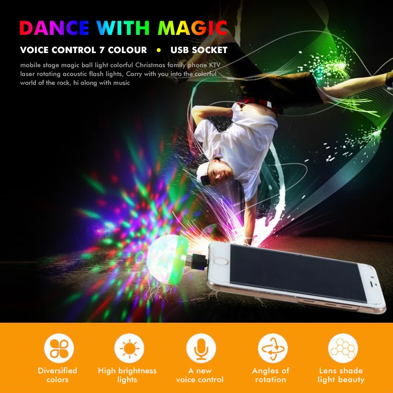 مصغرة USB مصباح LED قرصي المحمولة الأسرة حزب السحرية الكرة ضوء المرحلة ديسكو نادي الملونة تأثير مصباح منصة للهاتف المحمول