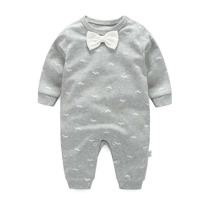Krásné Baby Rompers Kojenec novorozenec 0-18M Bow Romper kostým Bavlna Tie Jumpsuit Oblečení Gentleman tělo oblek Baby Boys Oblečení