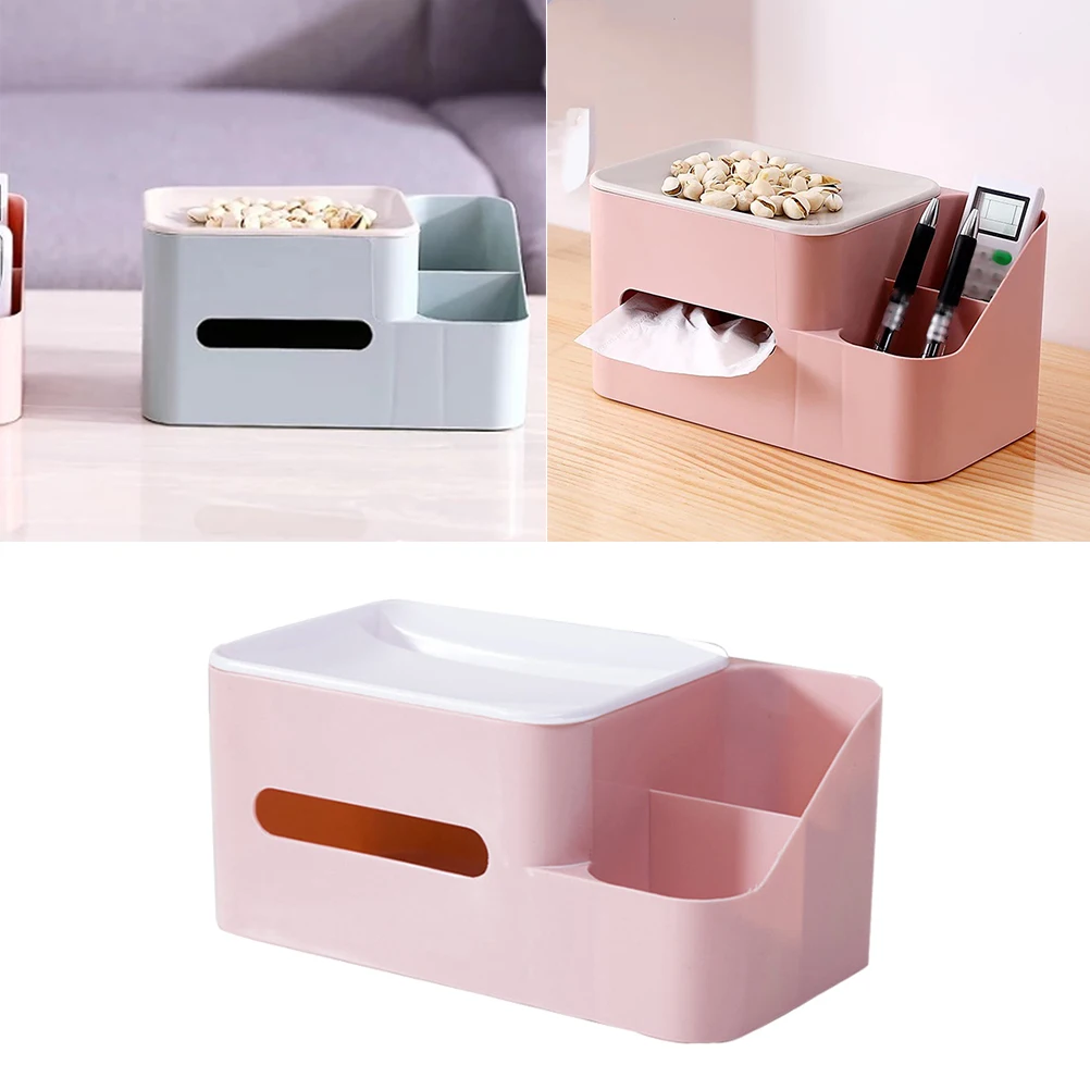

1 PC Square Tissue Box Pen Remote Storage Paper Napkin Towel Holder Desk Container For Home Living Room Bedroom(Random Color)