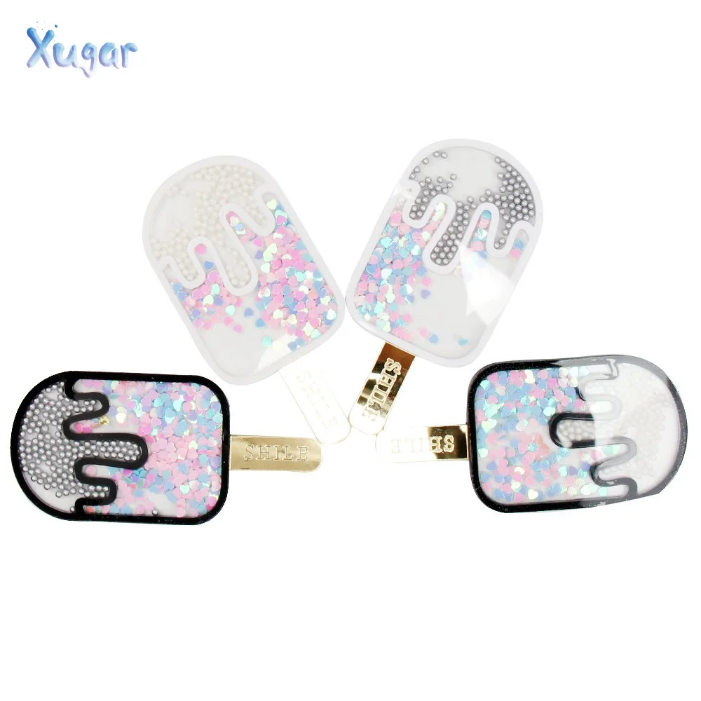 

Xugar accessories 43x90mm Hot Fashion Liquid Quicksand Cover For Phone DIY Sequin Ice Cream Patch Cases New Arrive For Bow Decor