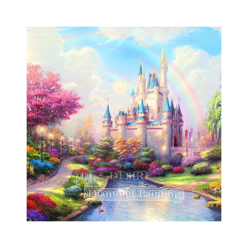 

Desire Diamond Painting Cross Stitch Landscape Castle 5D DIY Diamond Embroidery Needlework Full Square Drill Home Decor PT3054