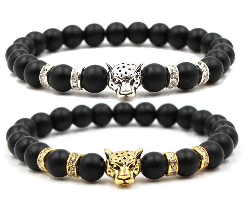 

Couple Bracelet Leopard Head Bracelet Buddha Beads Bracelets Bangles Charm Natural Stone Bracelet Yoga Jewelry Men Women
