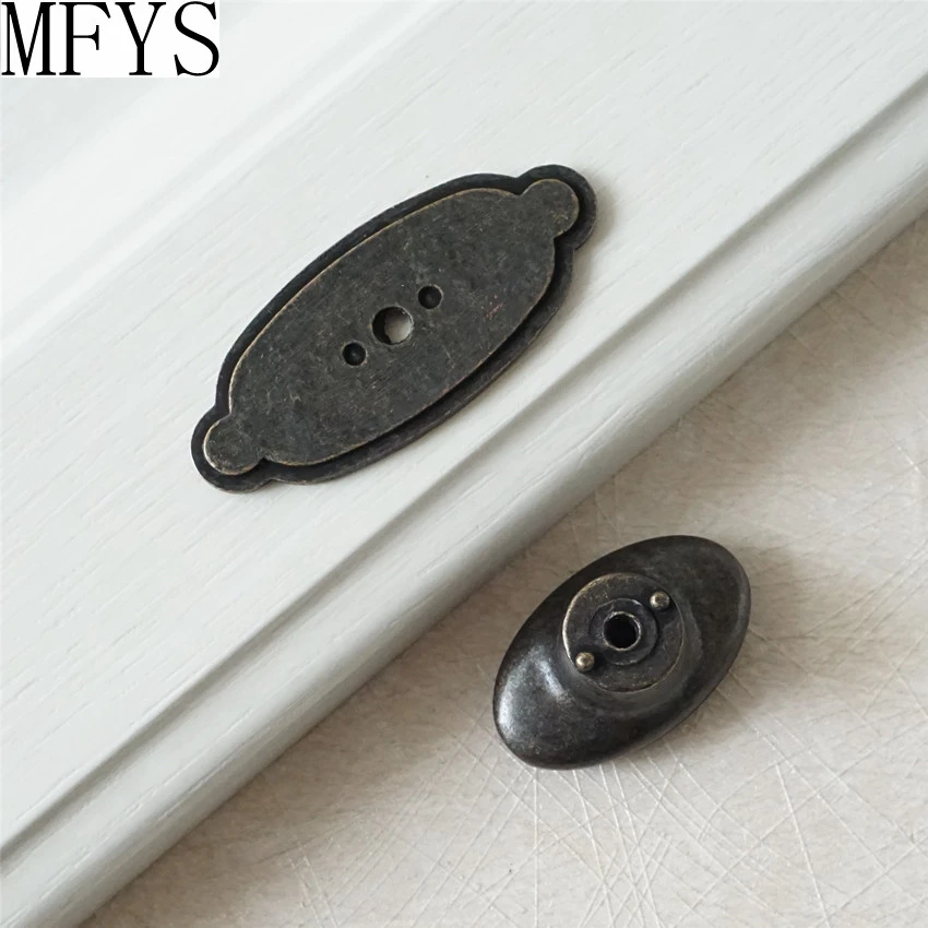 Dresser Knob Drawer Pulls Handles Back Plate / Kitchen Cabinet Door Knobs / Vintage Style Rustic Oval Knob Antique Bronze Dresser Knob Drawer Pulls Handles Back Plate / Kitchen Cabinet Door Knobs / Vintage Style Rustic Oval Knob Antique Bronze